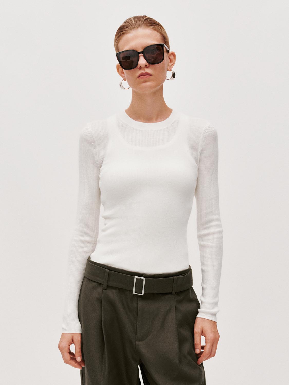 Slim Fit Long Sleeve Knitted T-Shirts