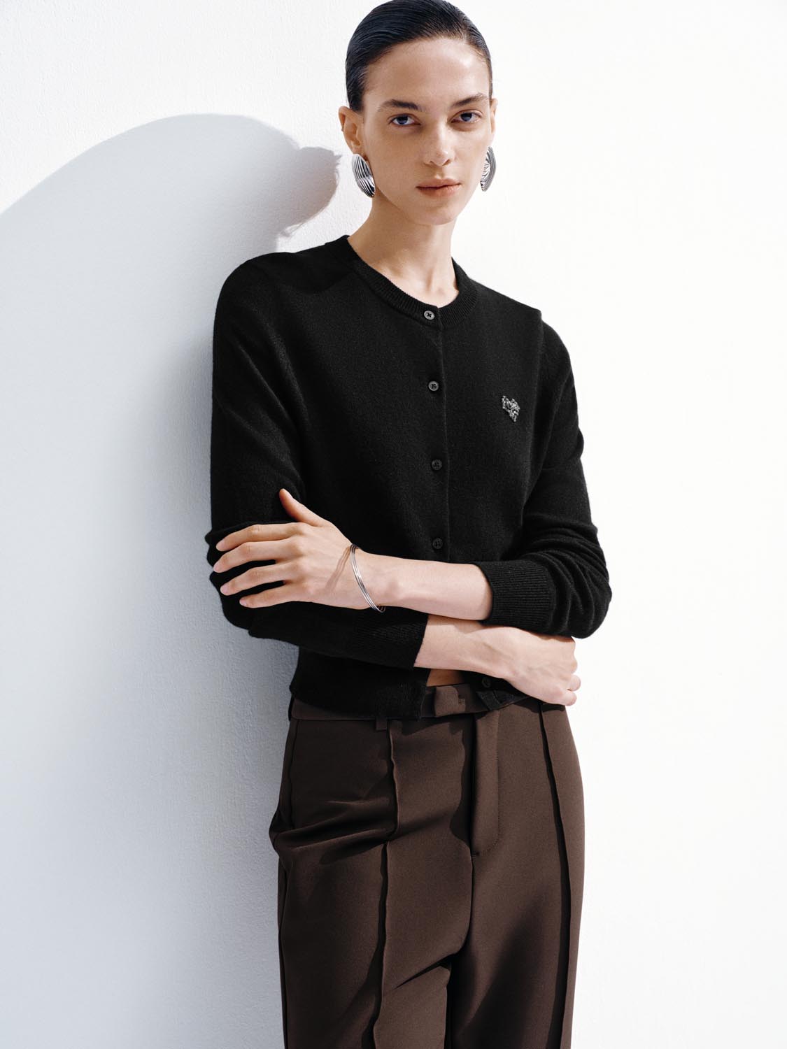 Crew Neck Knitted Cardigans