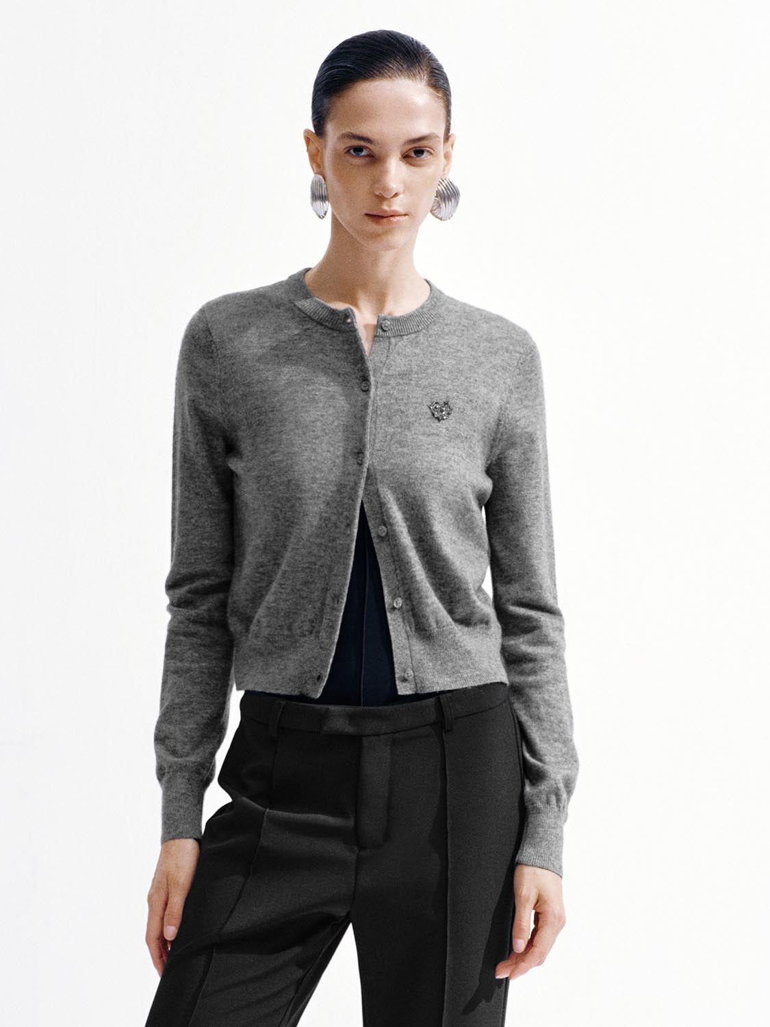 Crew Neck Knitted Cardigans