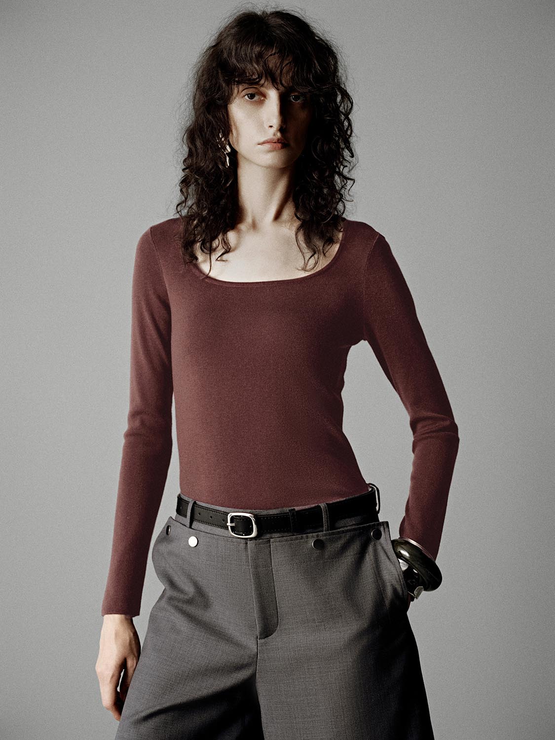 Scoop Neck Knitted T-Shirts