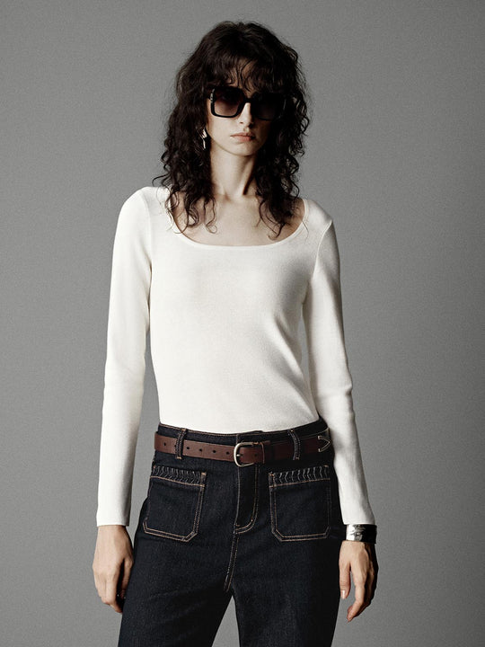 Scoop Neck Knitted T-Shirts