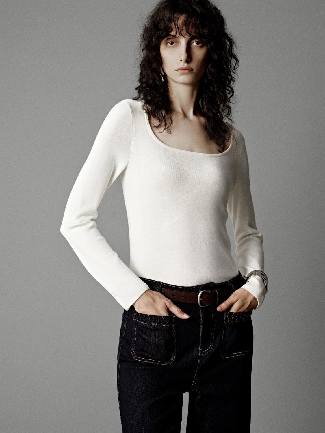 Scoop Neck Knitted T-Shirts