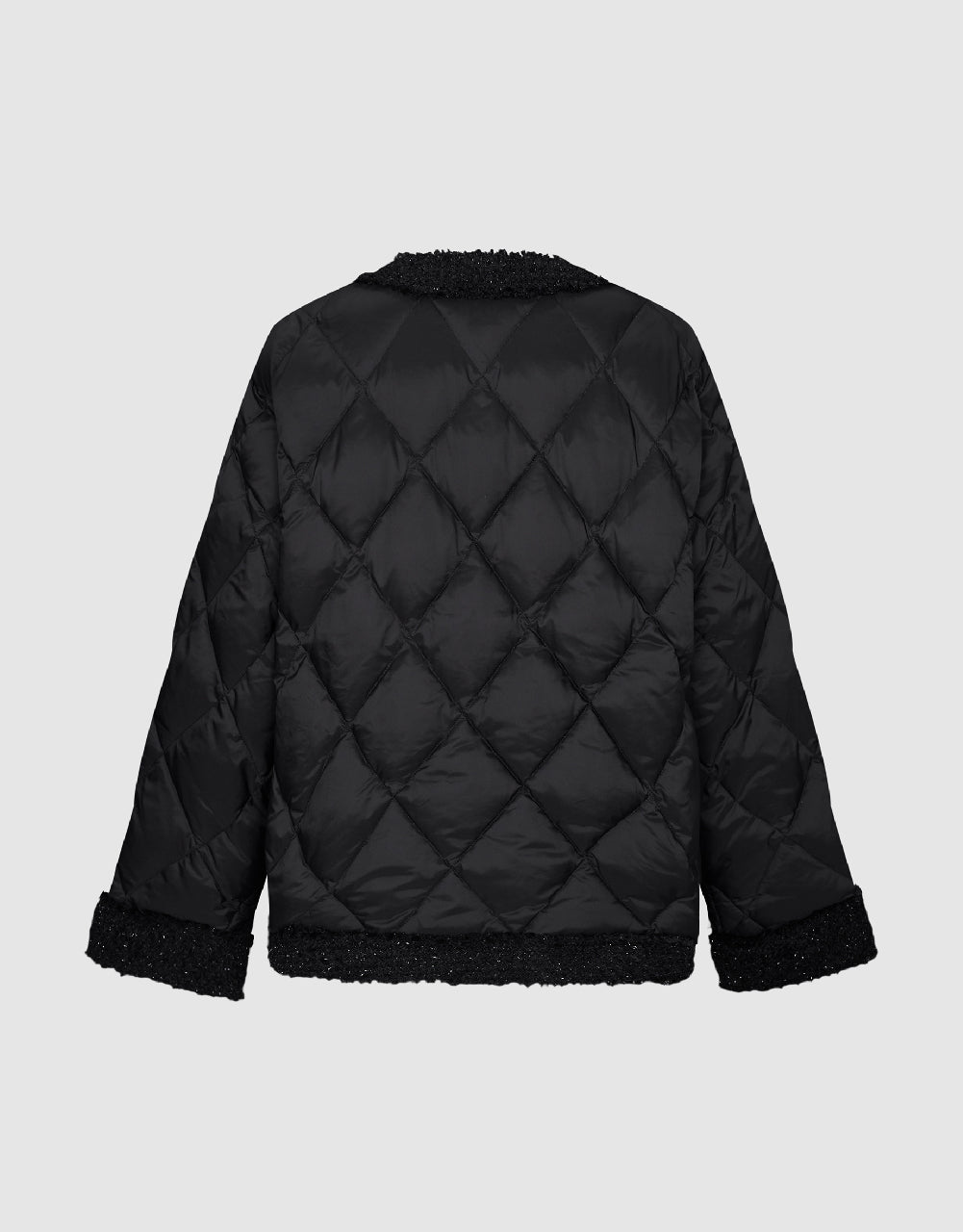 Raw Hem V-Neck Down Jacket