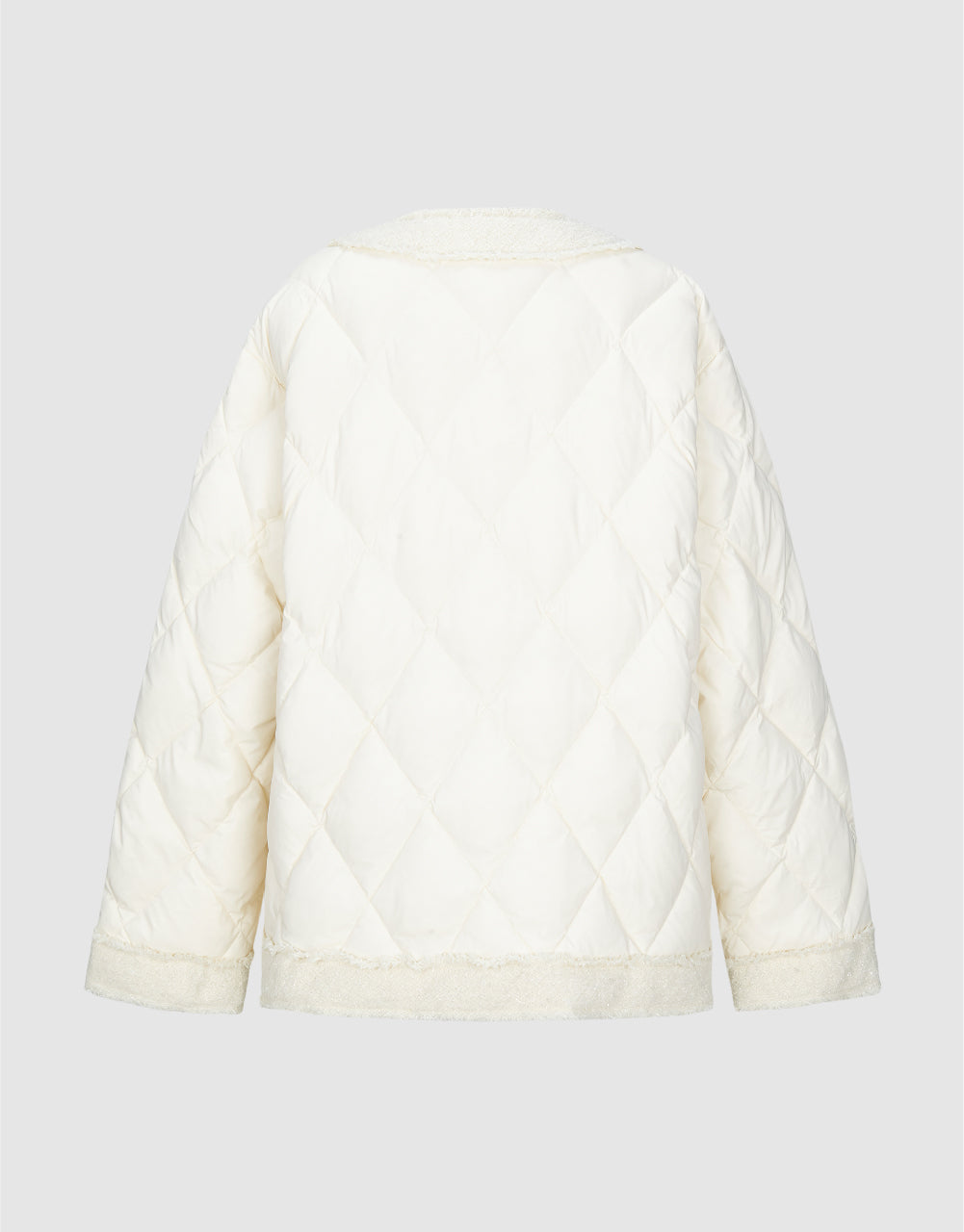 Raw Hem V-Neck Down Jacket
