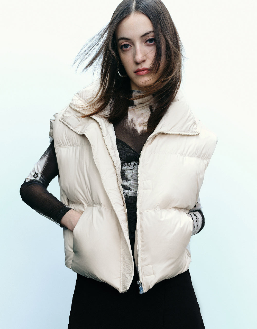 Stand Collar Puffer Waistcoat
