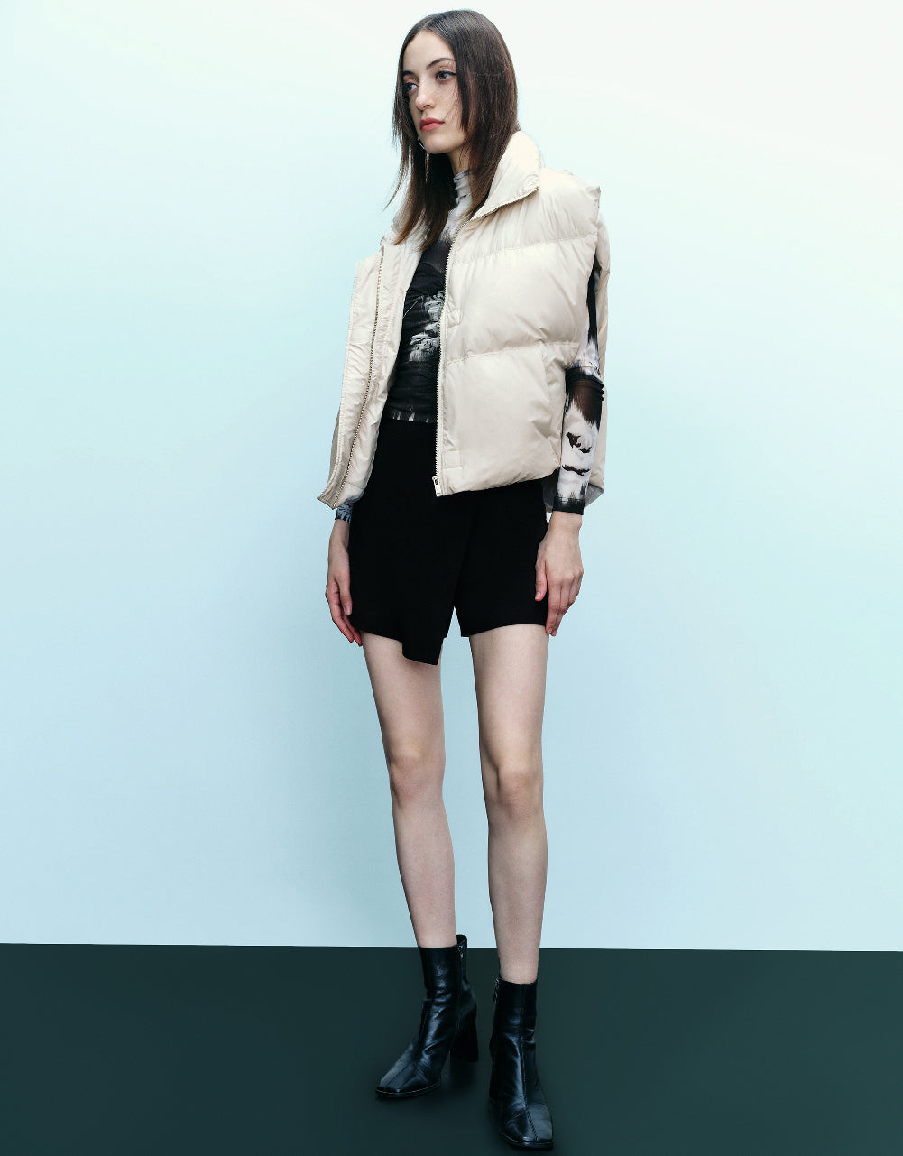 Stand Collar Puffer Waistcoat
