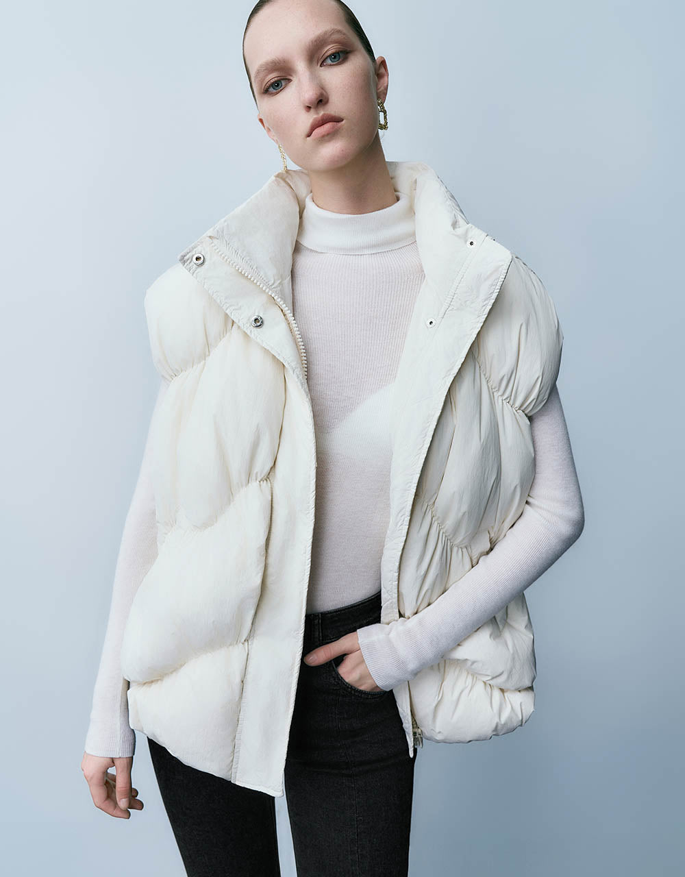 Stand Collar Puffer Waistcoat