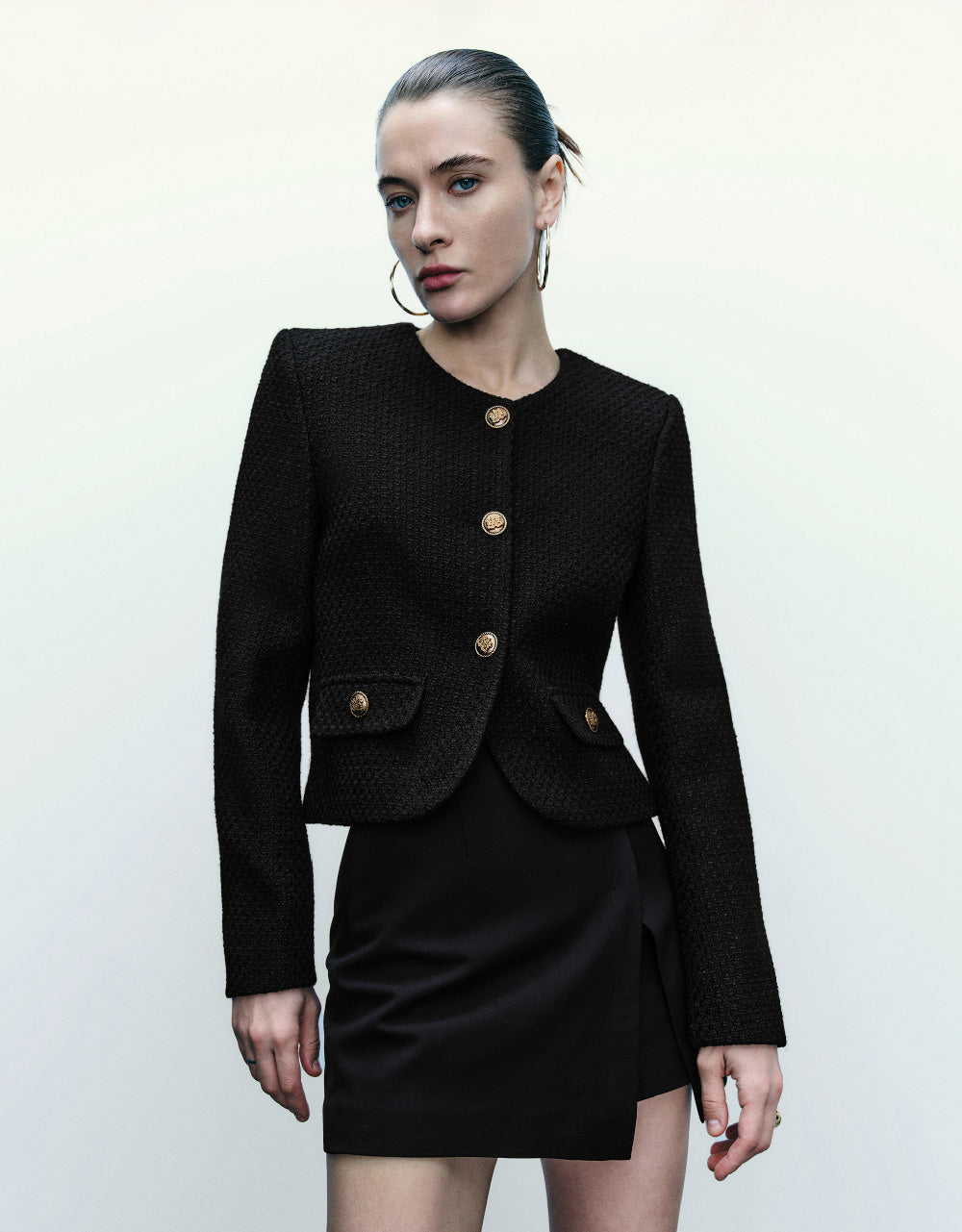 Tweed Jacket With Fake Pockets