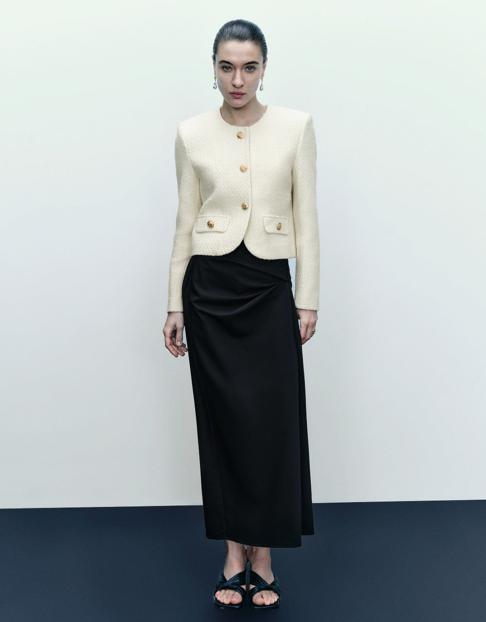 Tweed Jacket With Fake Pockets