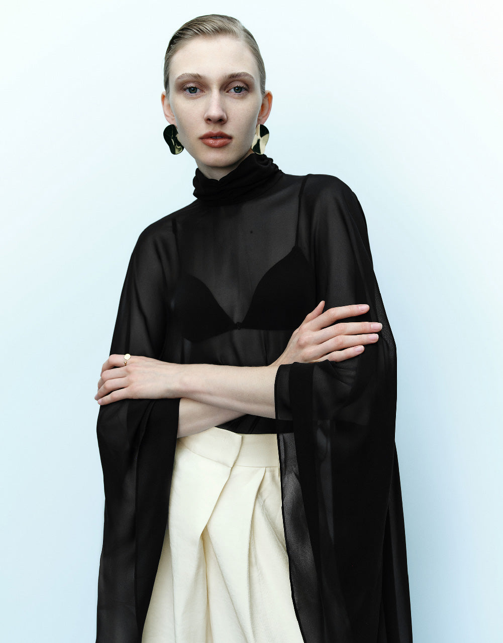 Sleeveless Stand Collar Poncho