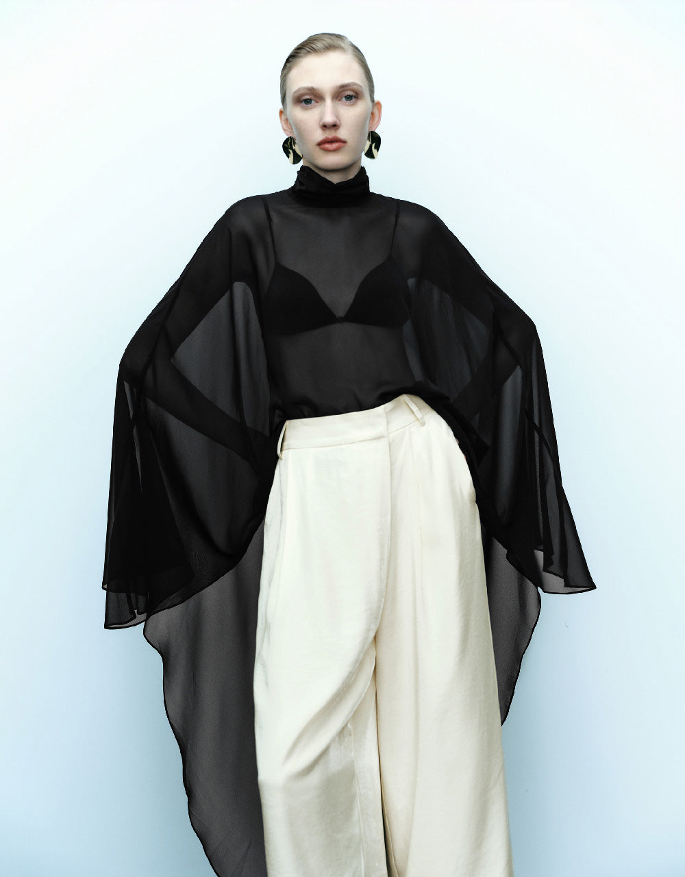 Sleeveless Stand Collar Poncho