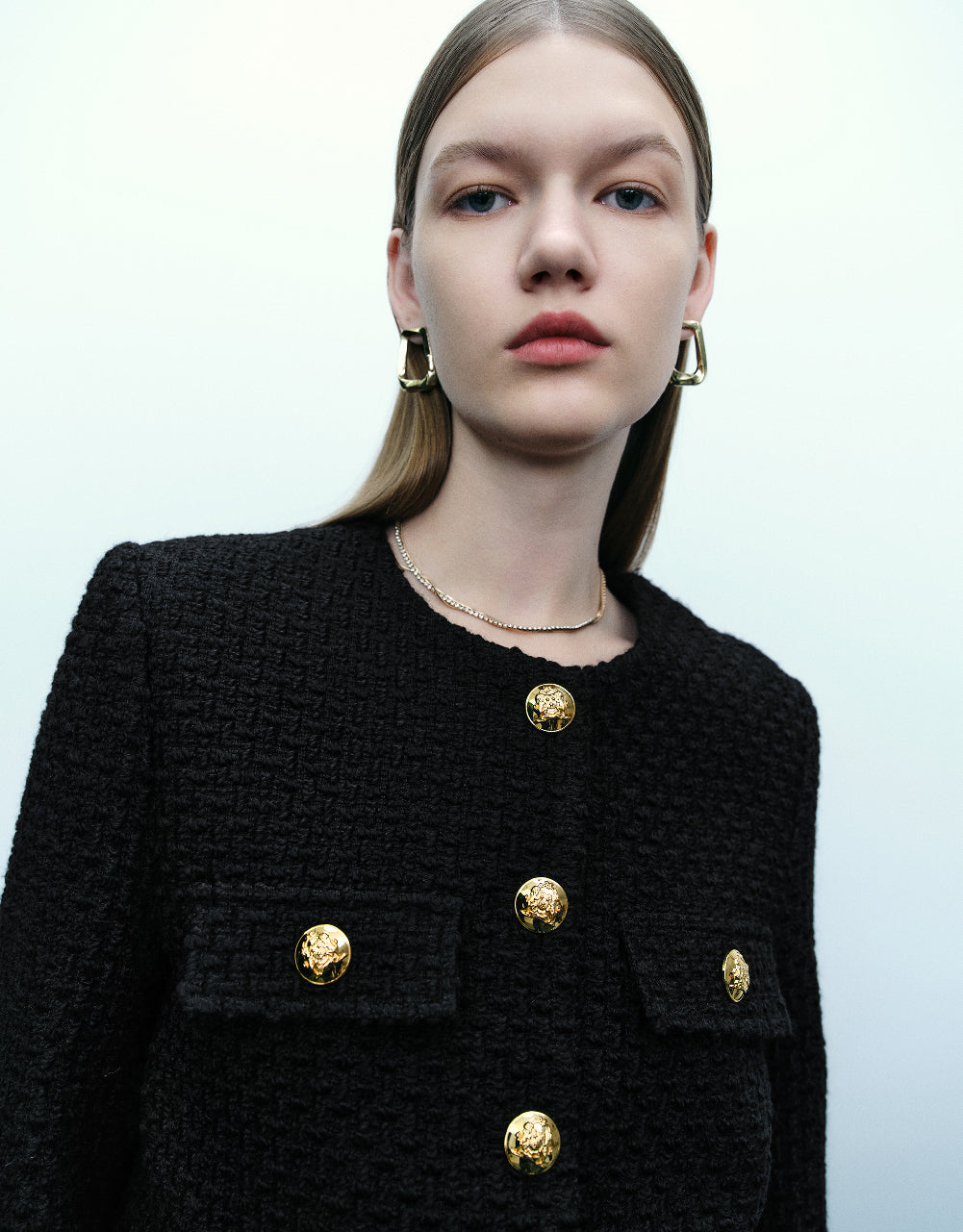 Crew Neck Tweed Jacket