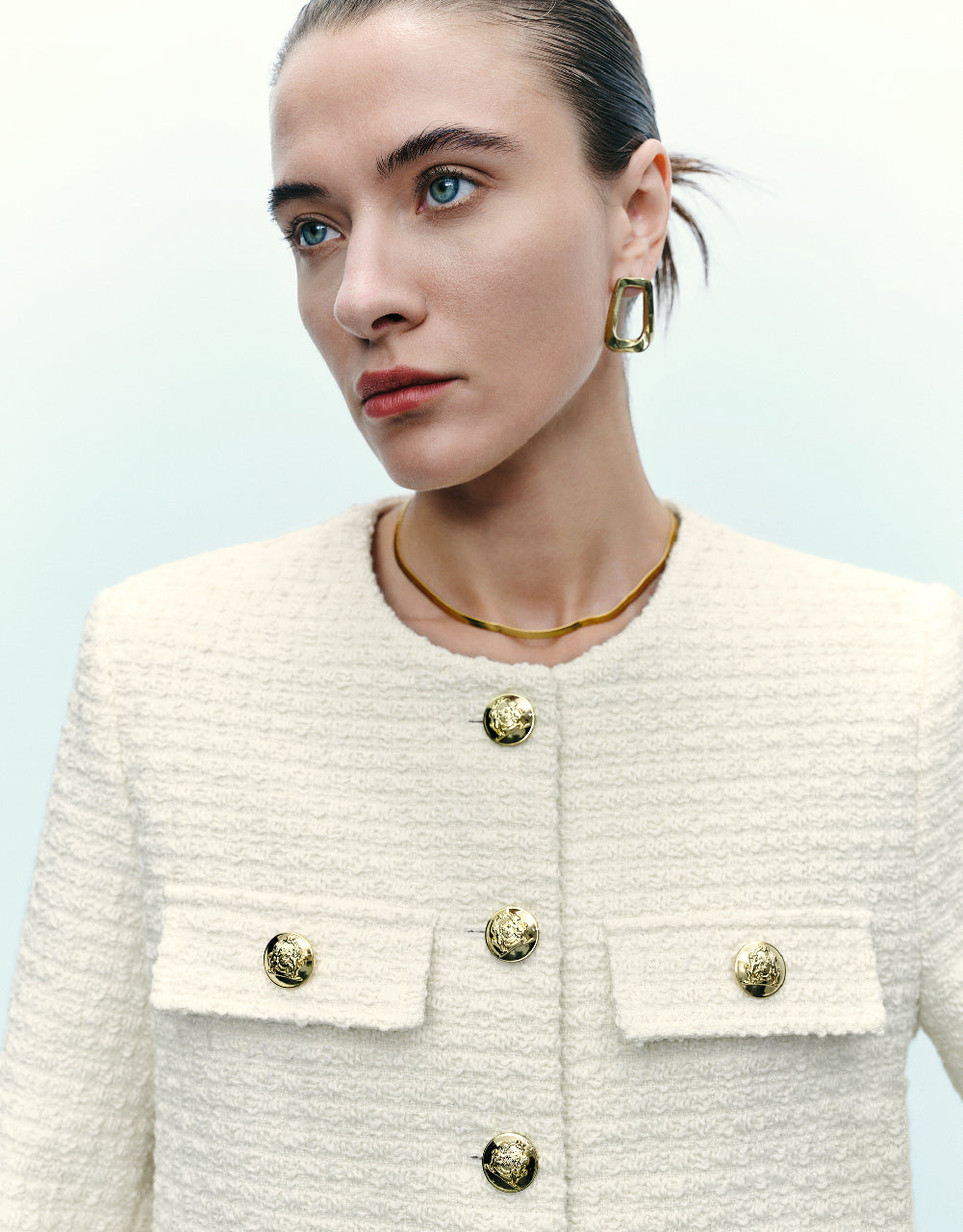 Crew Neck Tweed Jacket