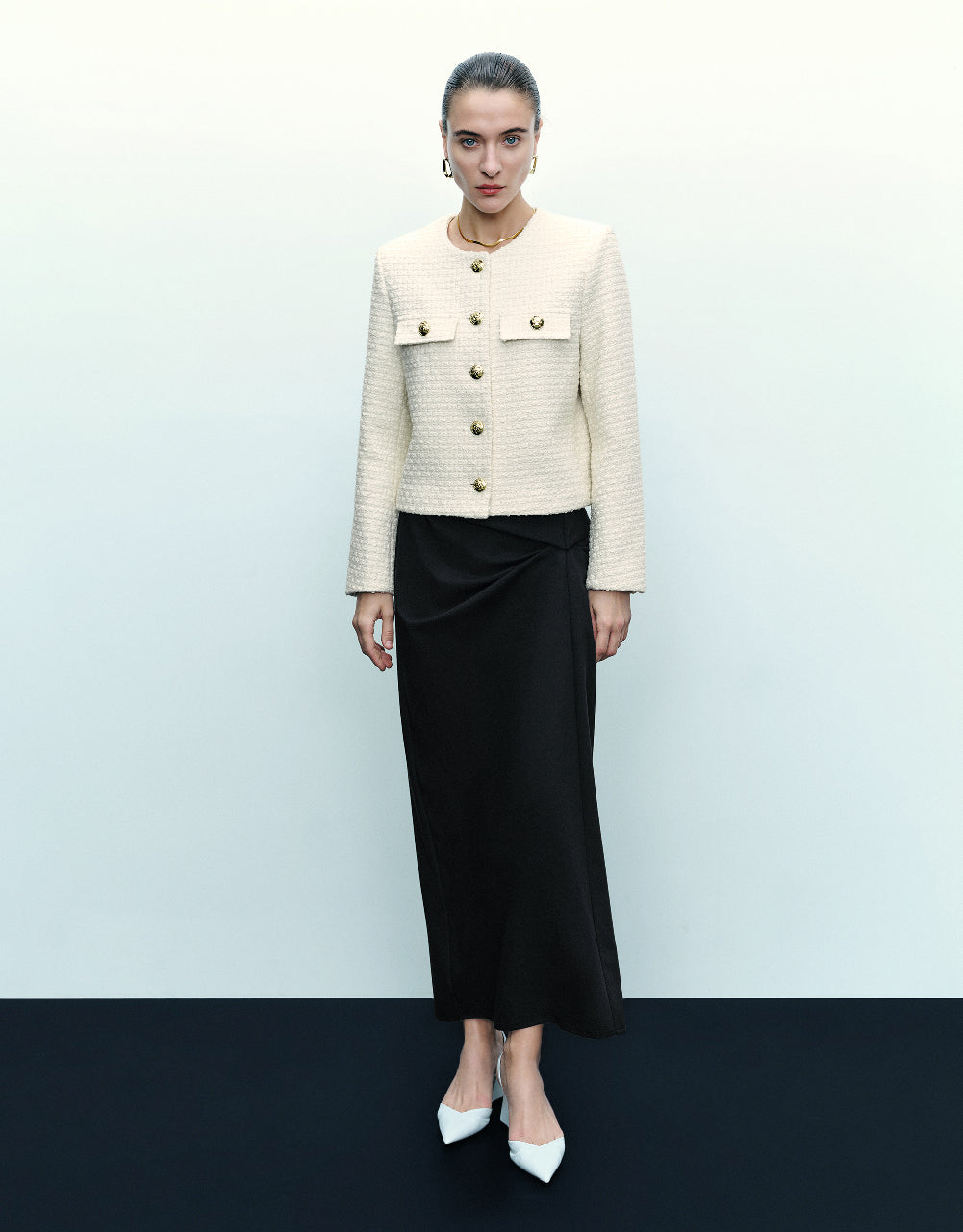 Crew Neck Tweed Jacket