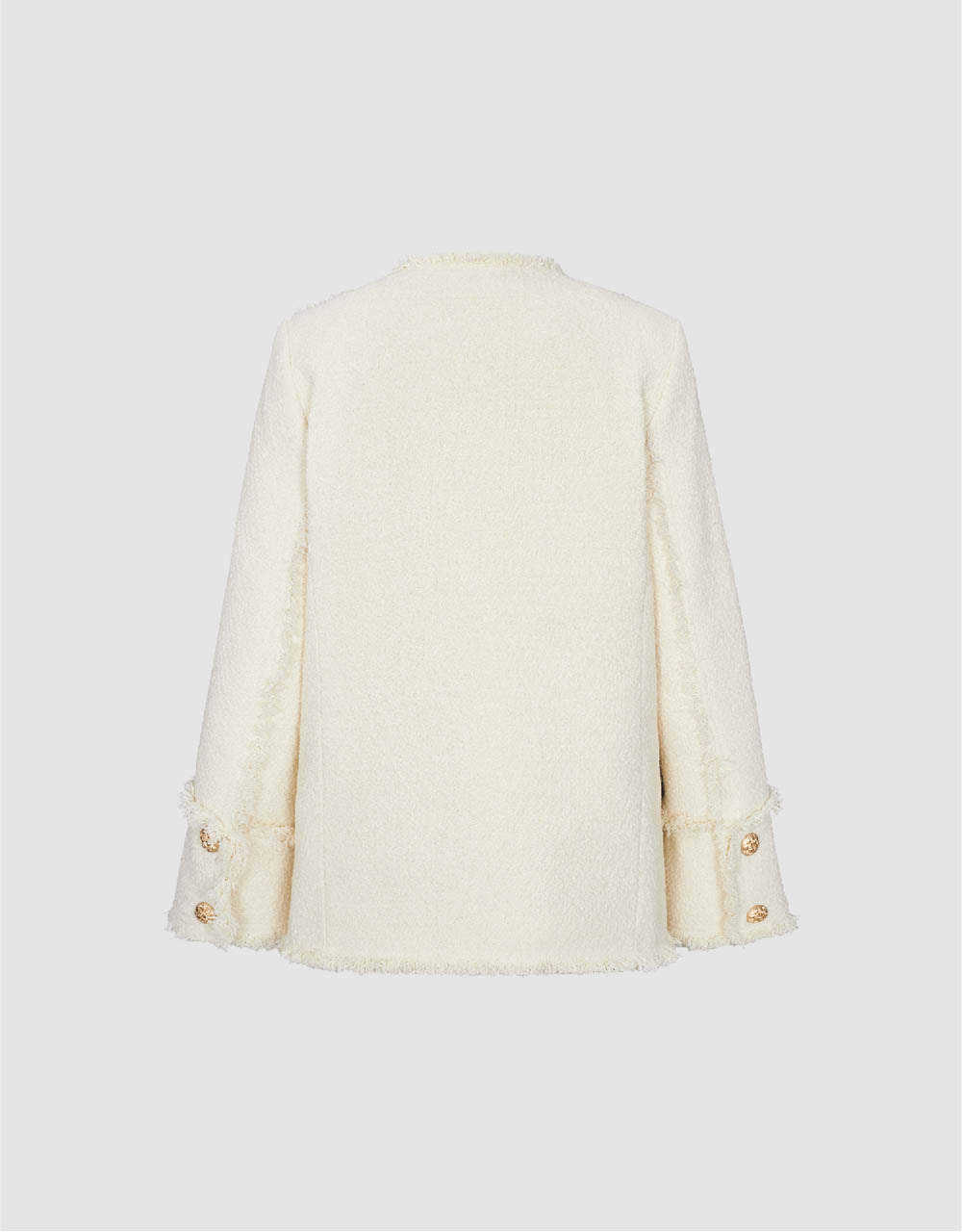 Raw Hem Straight Tweed Jacket