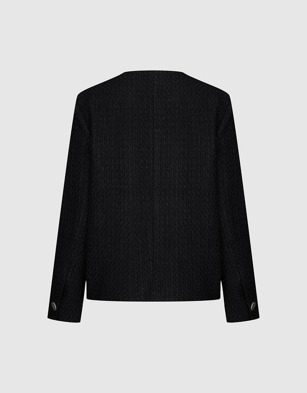Straight Tweed Jacket With Fake Pockets