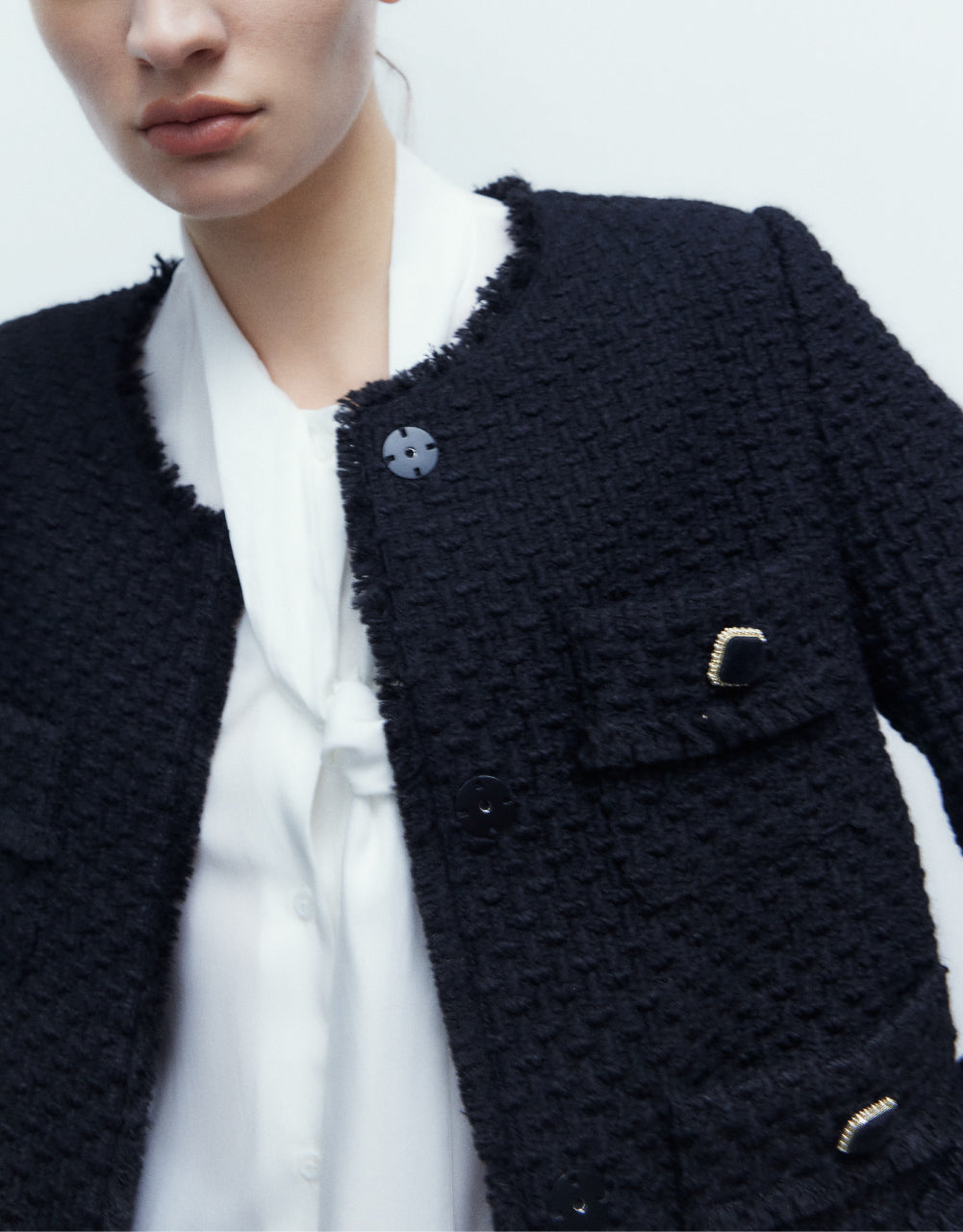 Multi-Pocket Tweed Jacket
