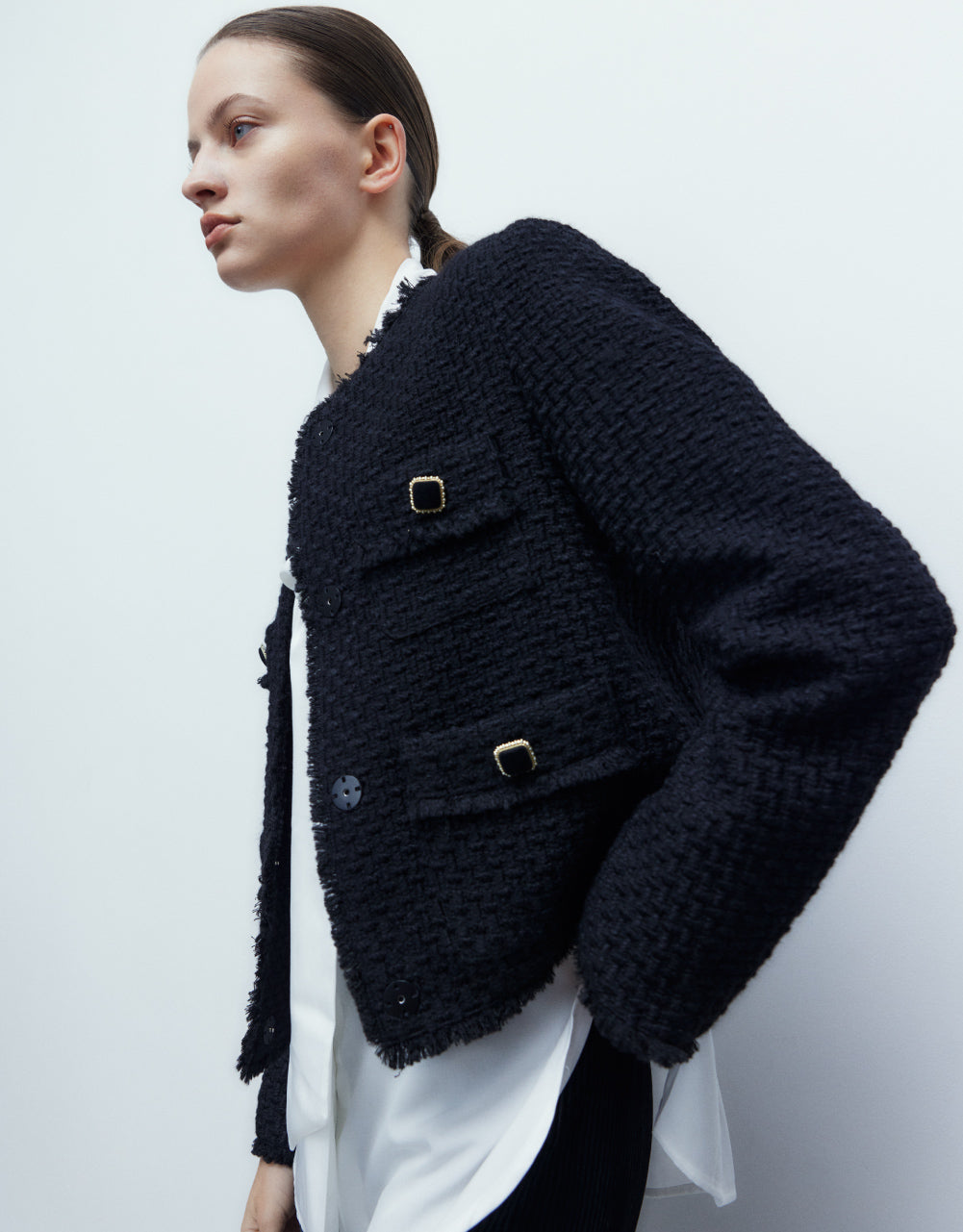 Multi-Pocket Tweed Jacket