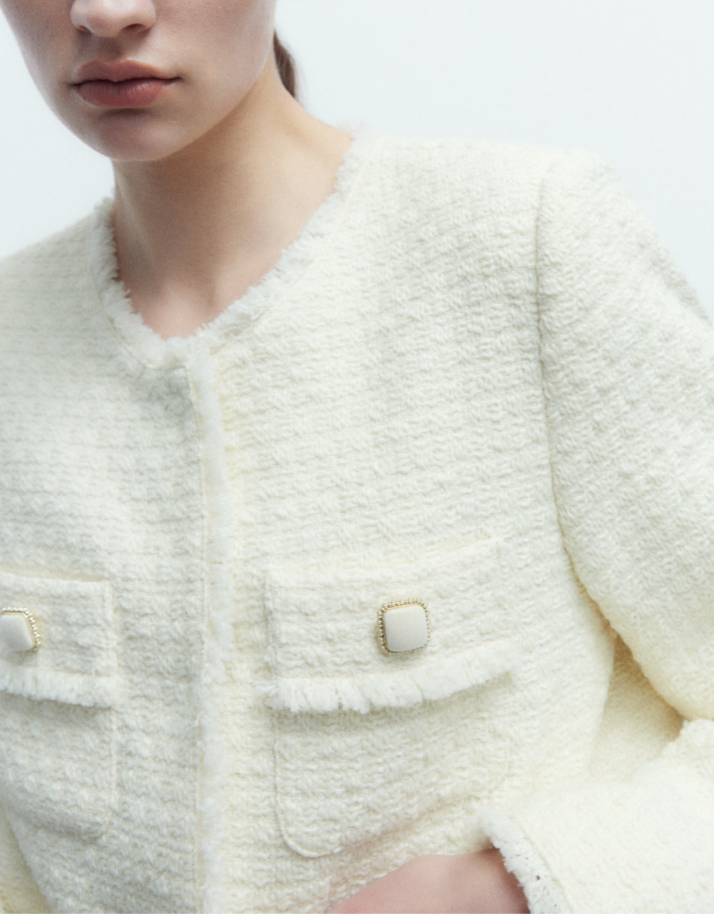 Multi-Pocket Tweed Jacket