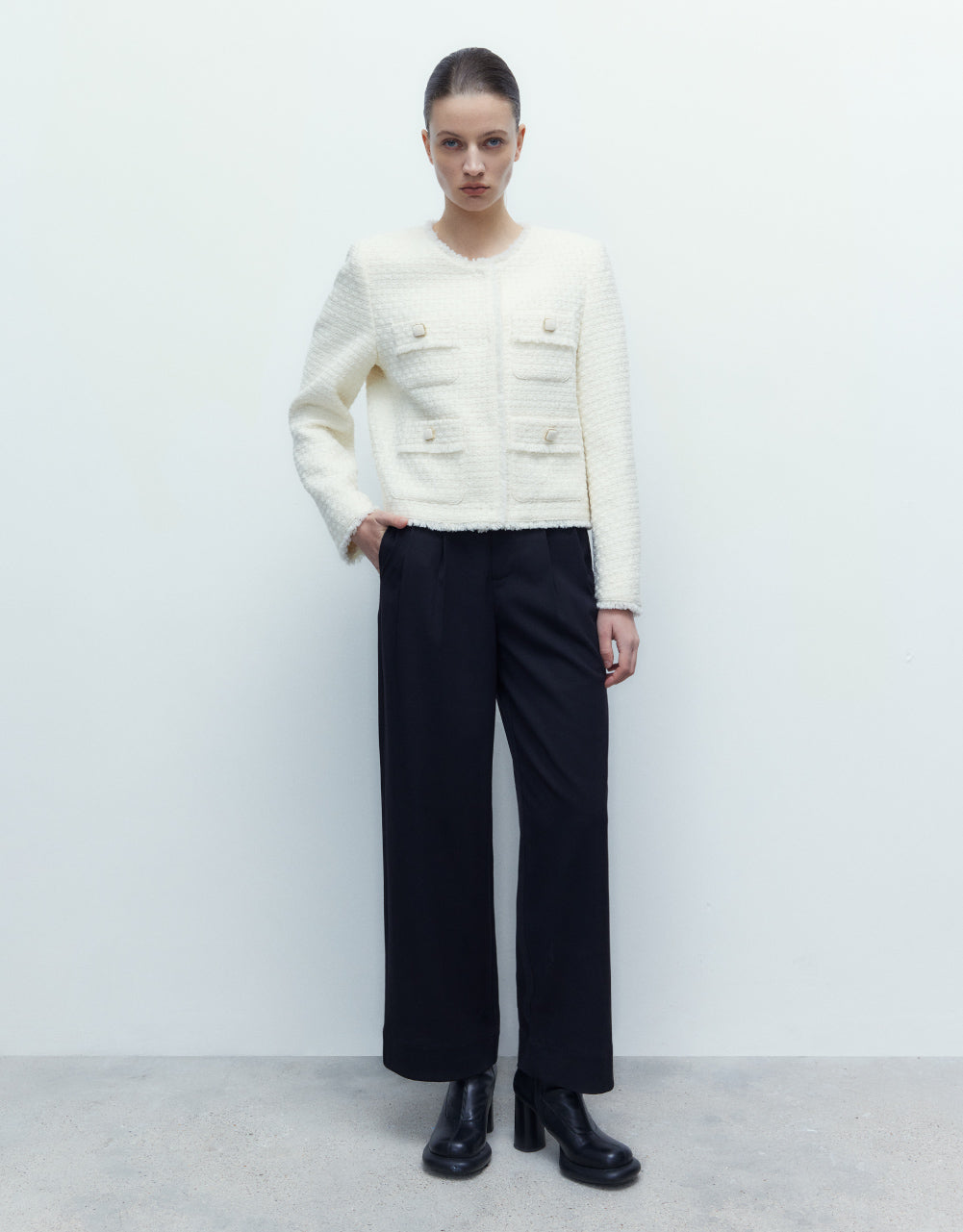 Multi-Pocket Tweed Jacket