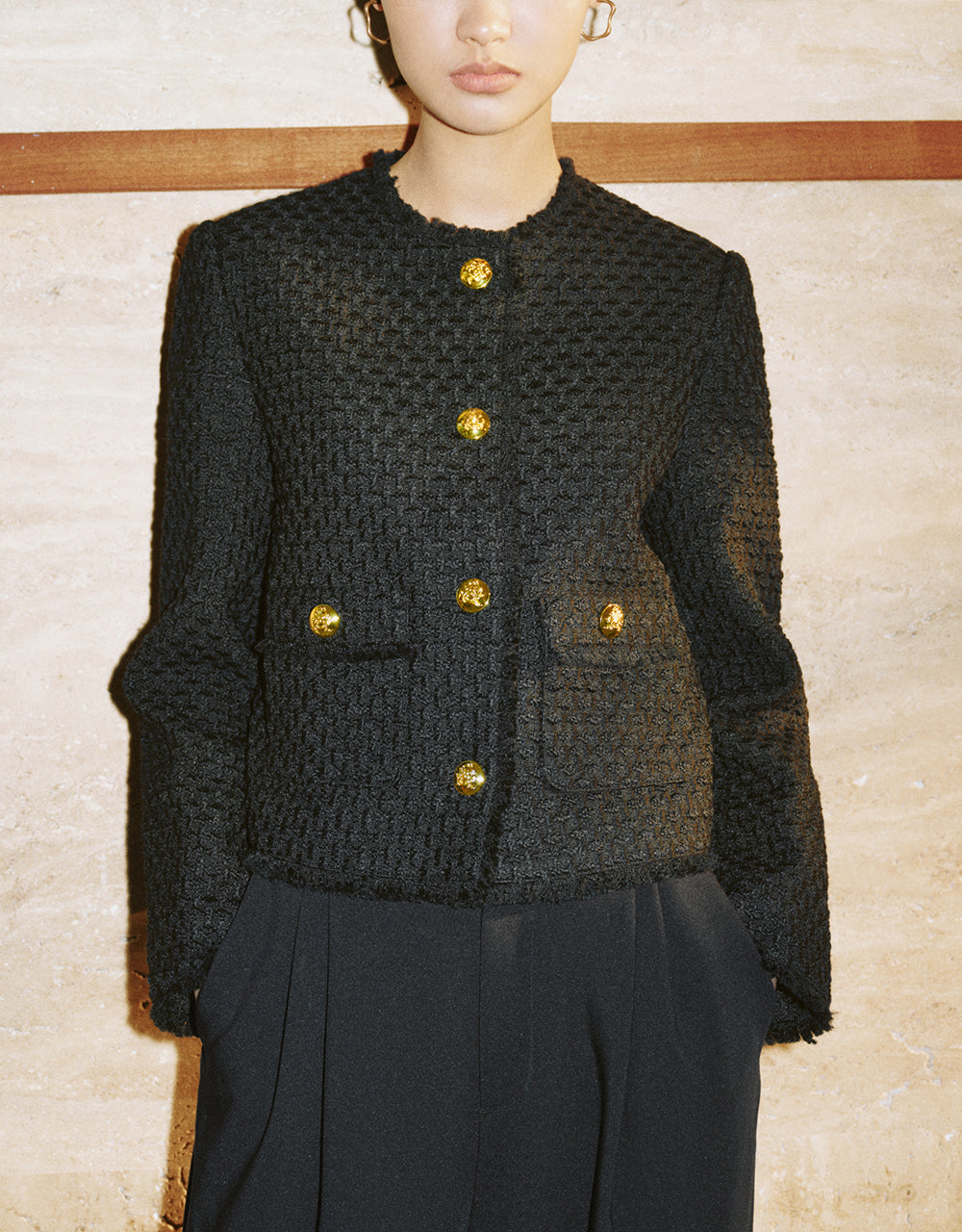 Crew Neck Tweed Jacket