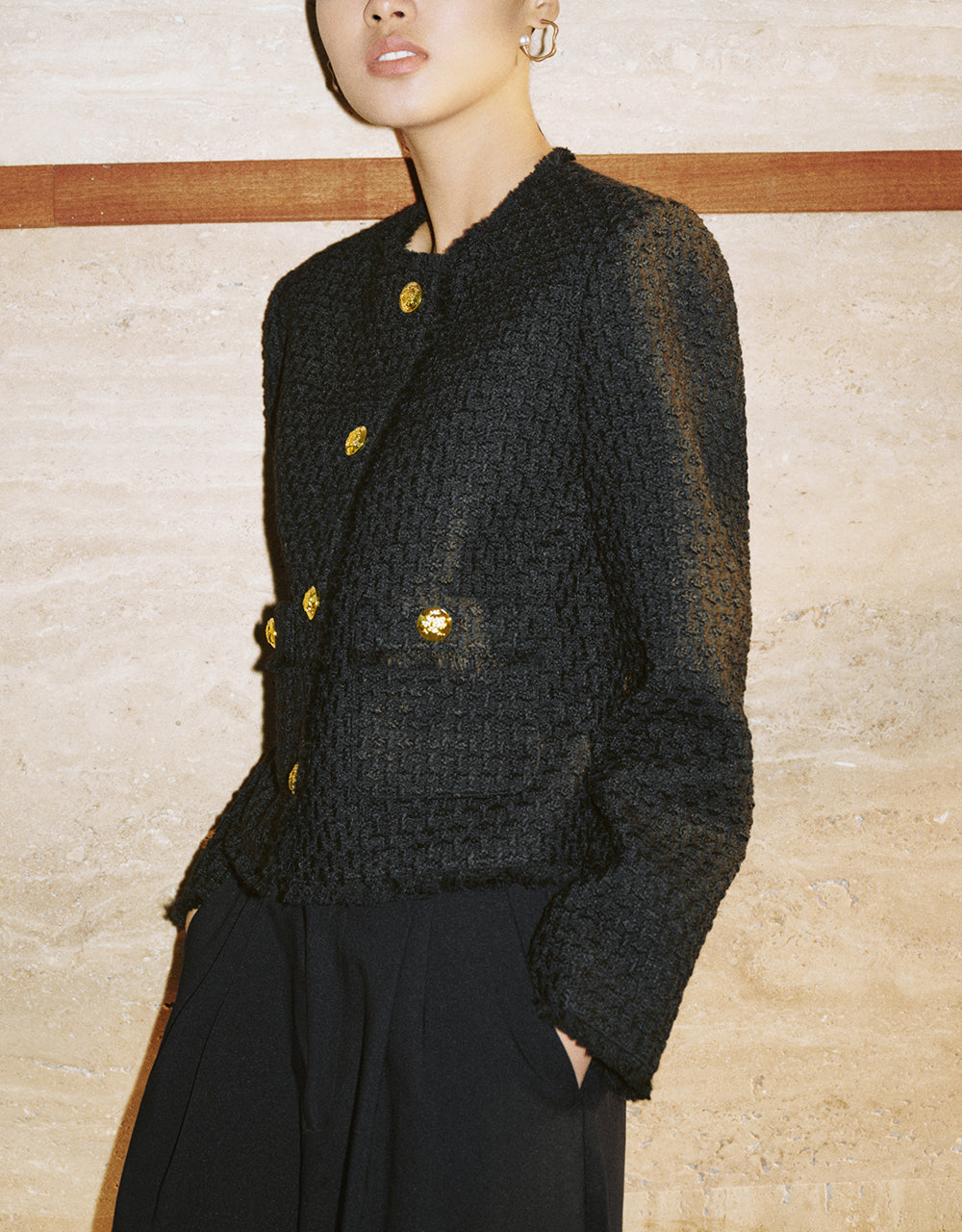 Crew Neck Tweed Jacket