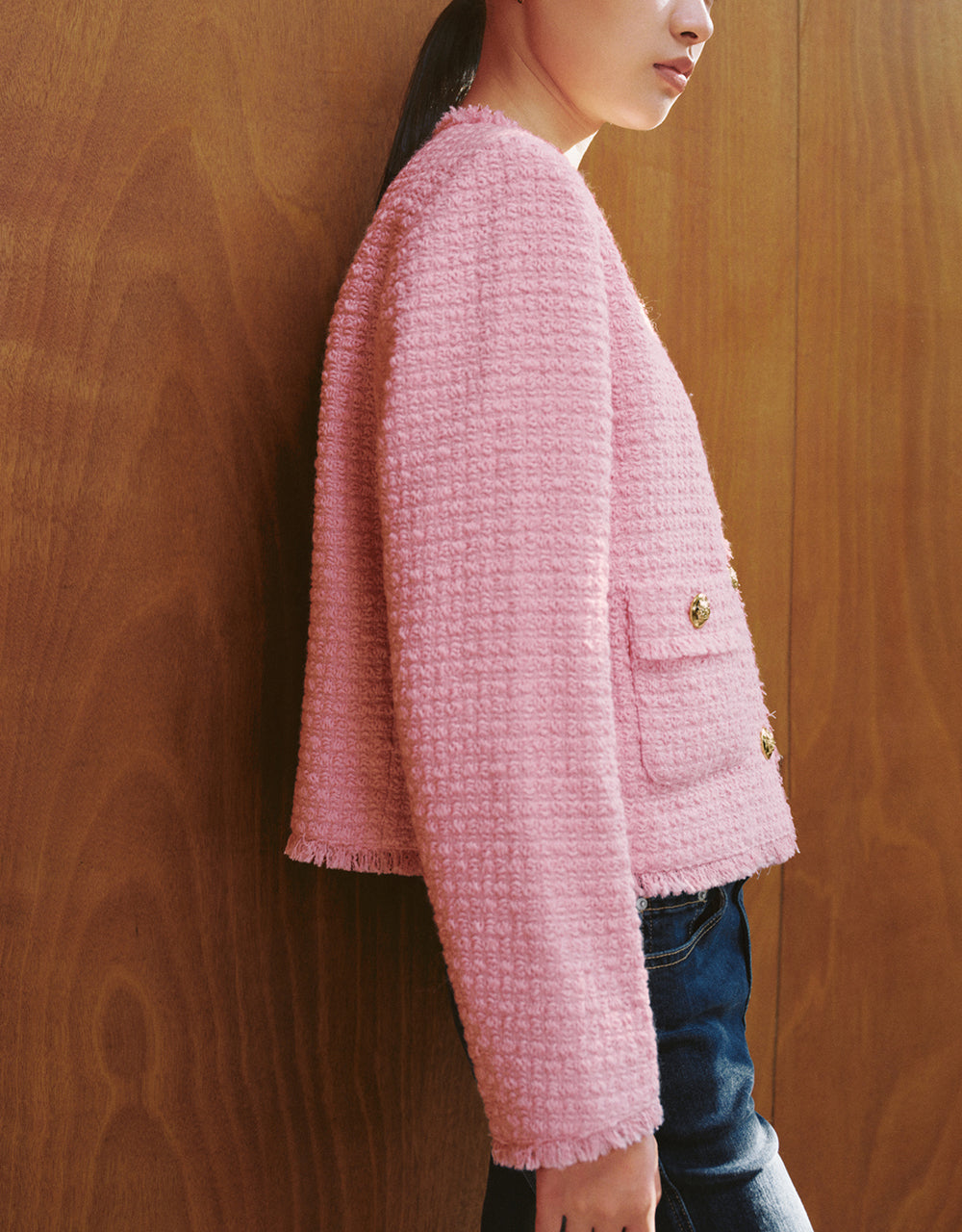 Crew Neck Tweed Jacket