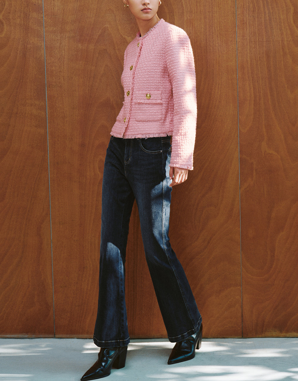 Crew Neck Tweed Jacket
