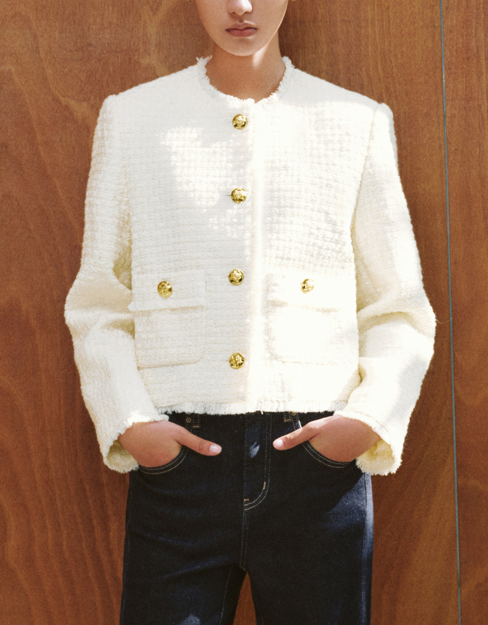 Crew Neck Tweed Jacket