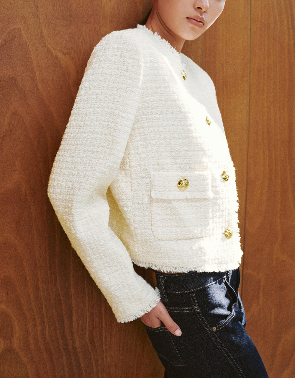 Crew Neck Tweed Jacket
