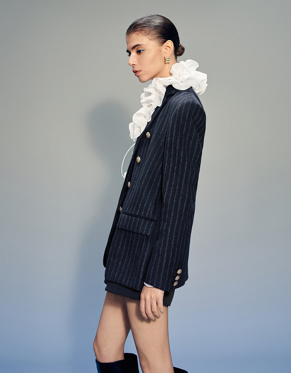 Tailored Striped Notch Lapel Blazer