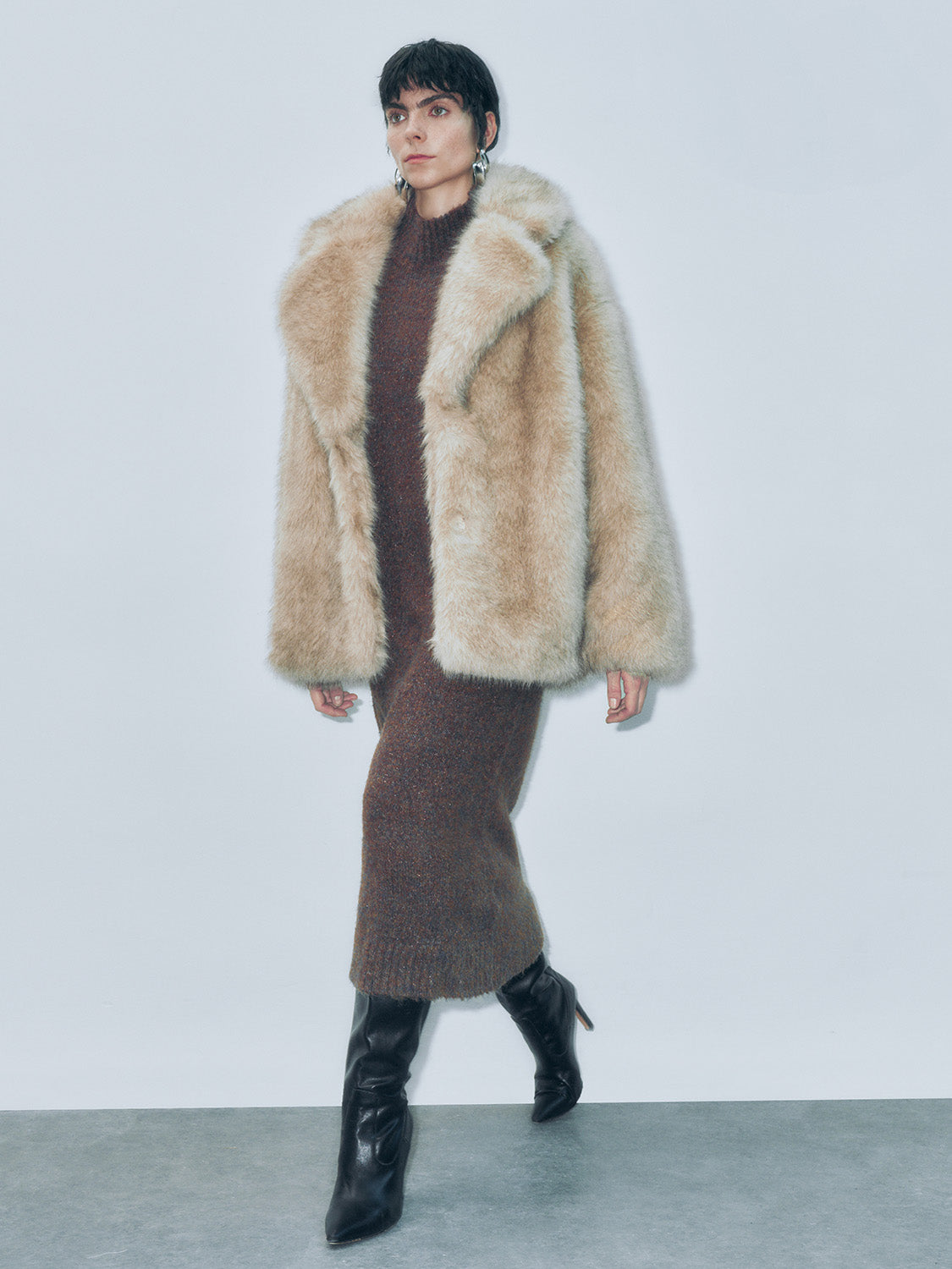 Notched Collar Fur Jackets