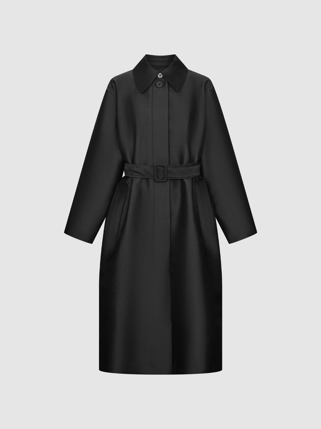 Belted Vegan Leather Coats