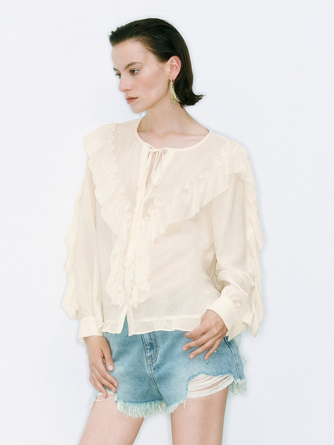 Ruffle Hem Blouses