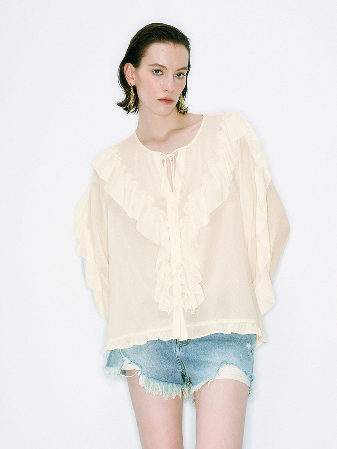 Ruffle Hem Blouses