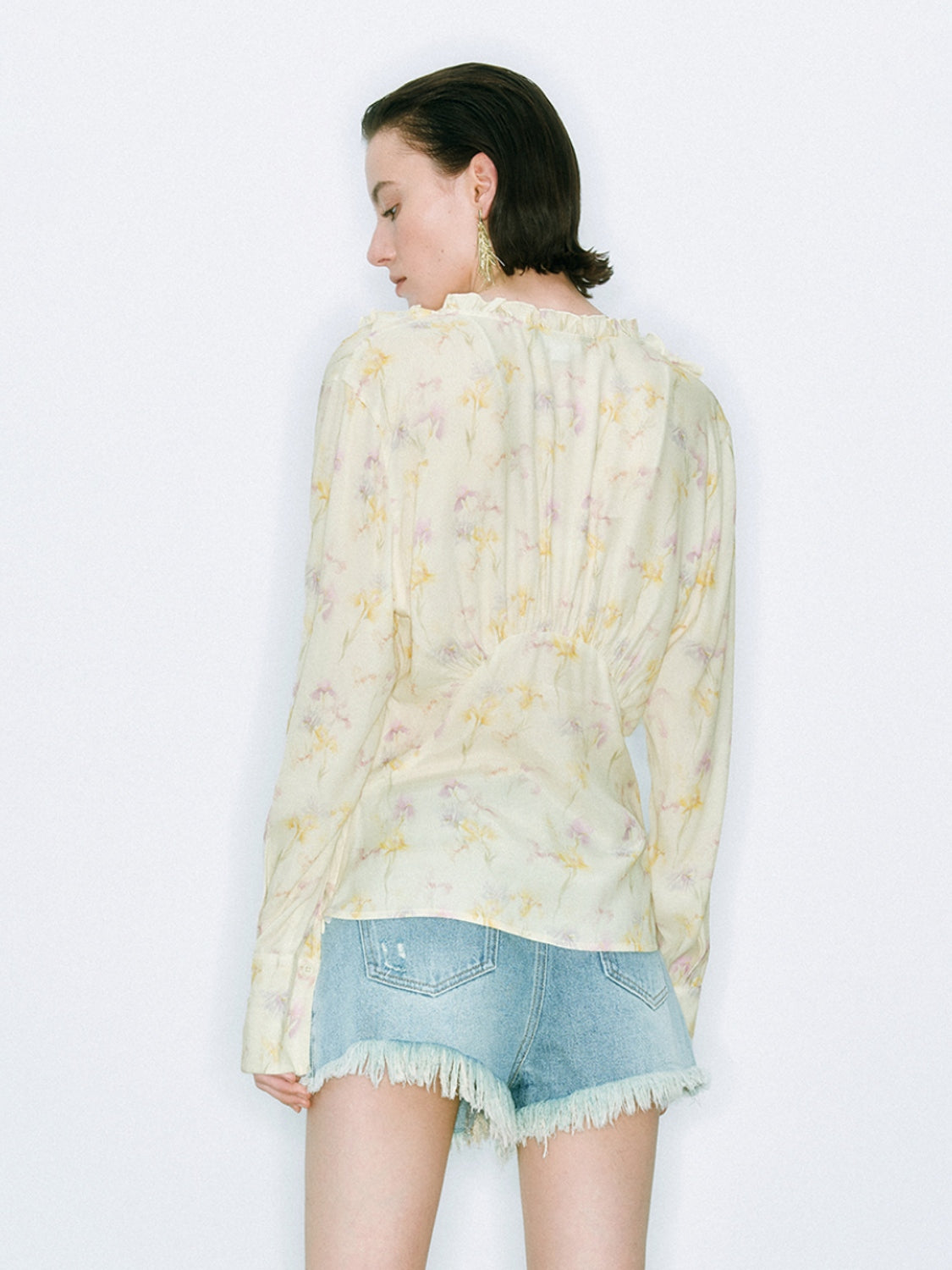 Ruffle Hem Floral Blouses