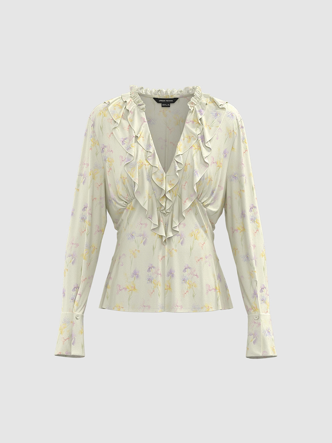 Ruffle Hem Floral Blouses