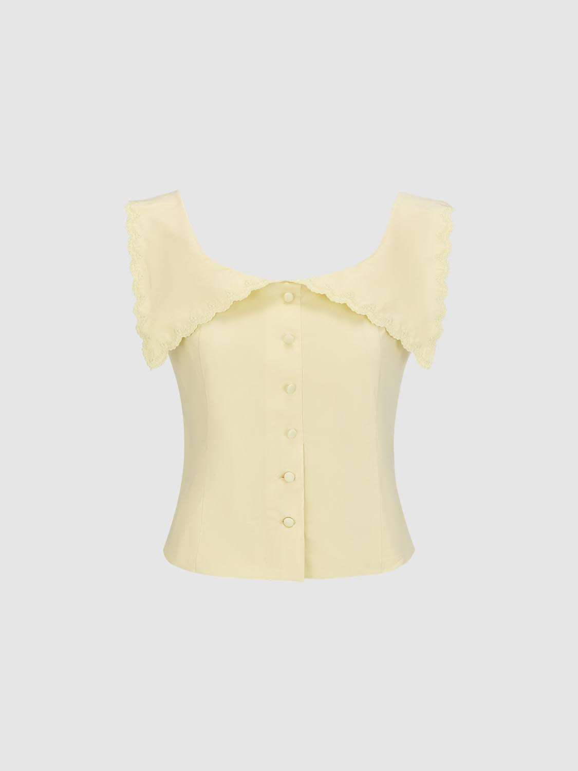 Frill Lapel Sleeveless Tops