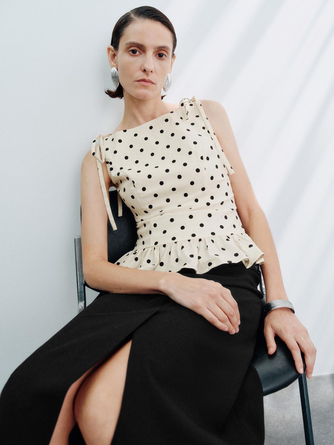 Ruffle Dotted Overhead Blouses