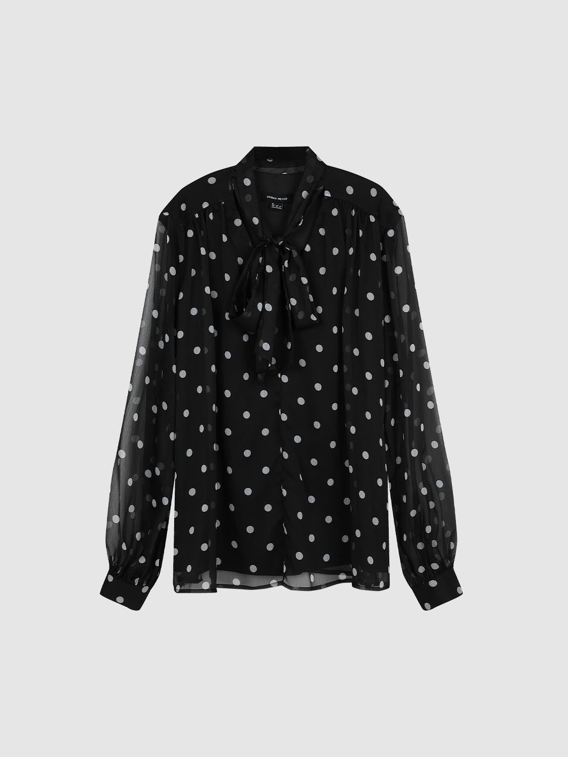 เสื้อเชิ้ตคอผูกลายจุด