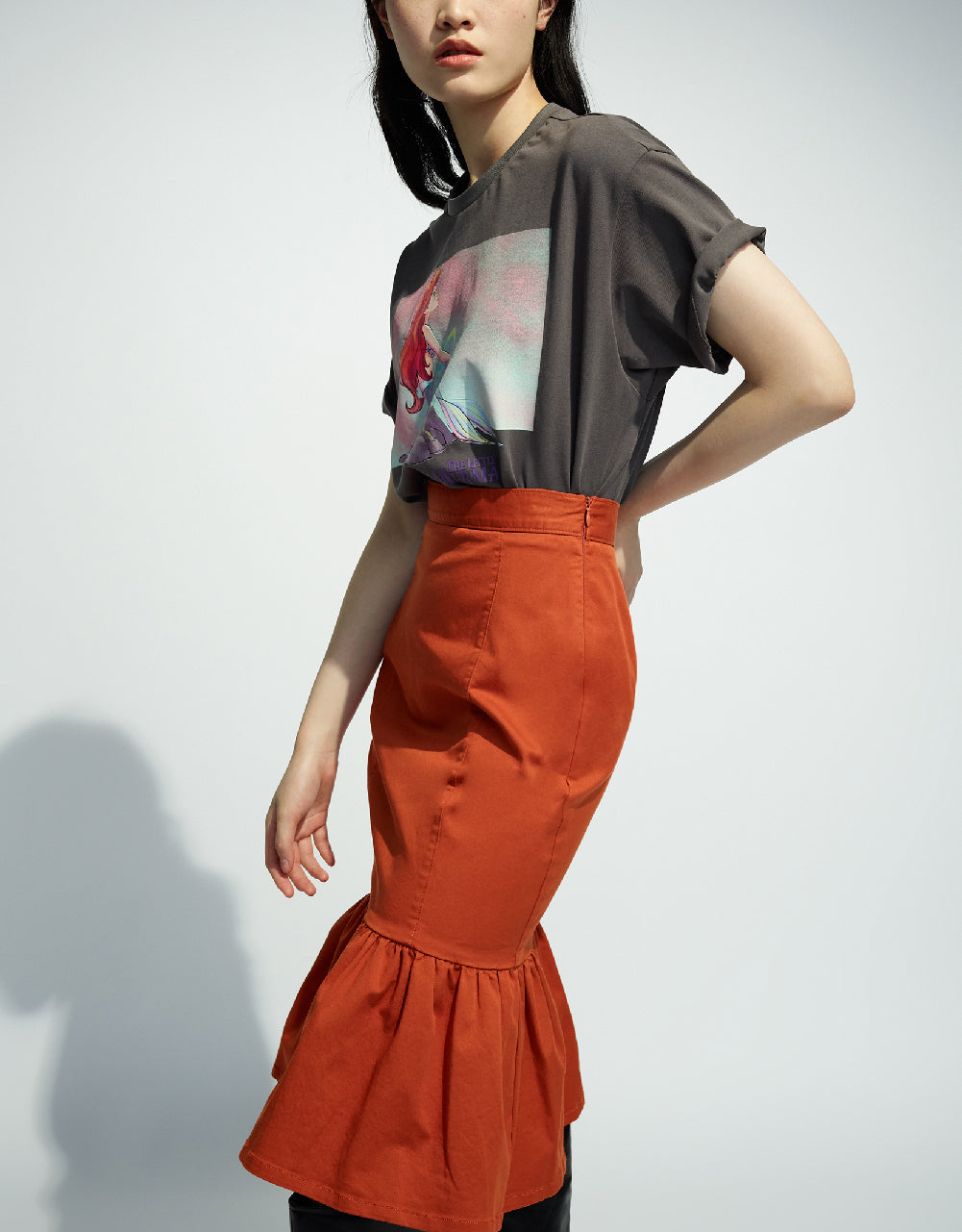 Mermaid Printed Crew Neck Loose T-Shirt