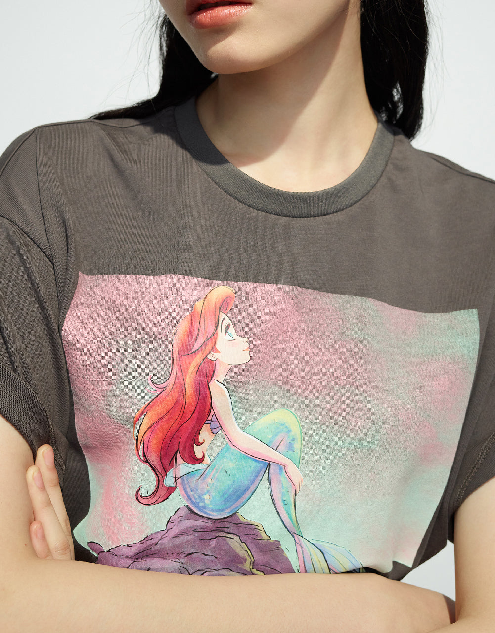 Mermaid Printed Crew Neck Loose T-Shirt