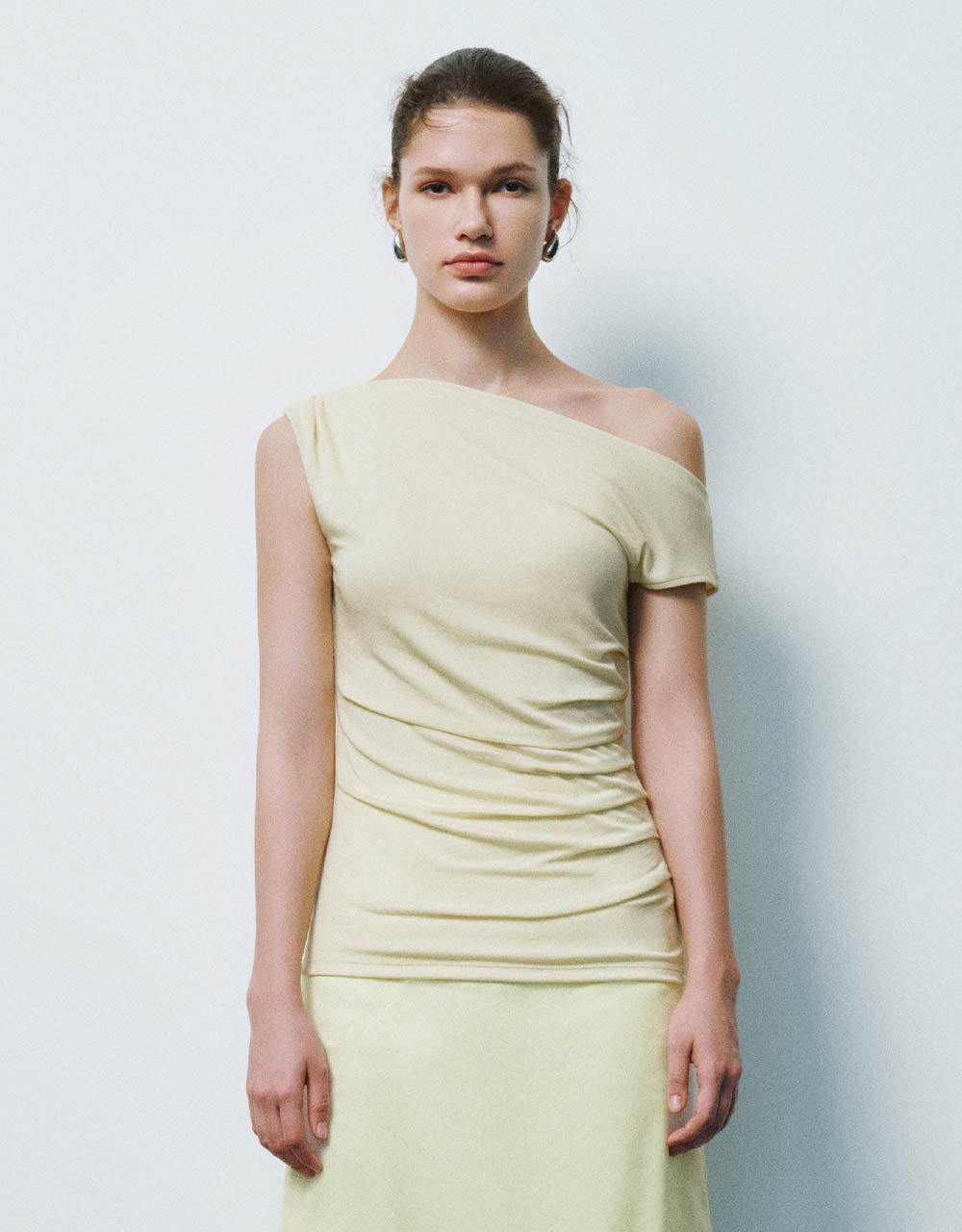 Ruched Off-Shoulder Skinny Tank Top