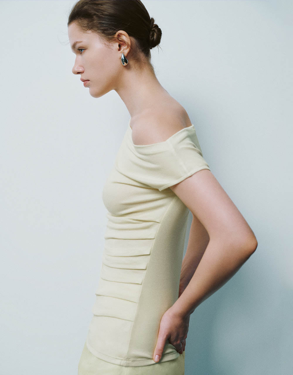 Ruched Off-Shoulder Skinny Tank Top