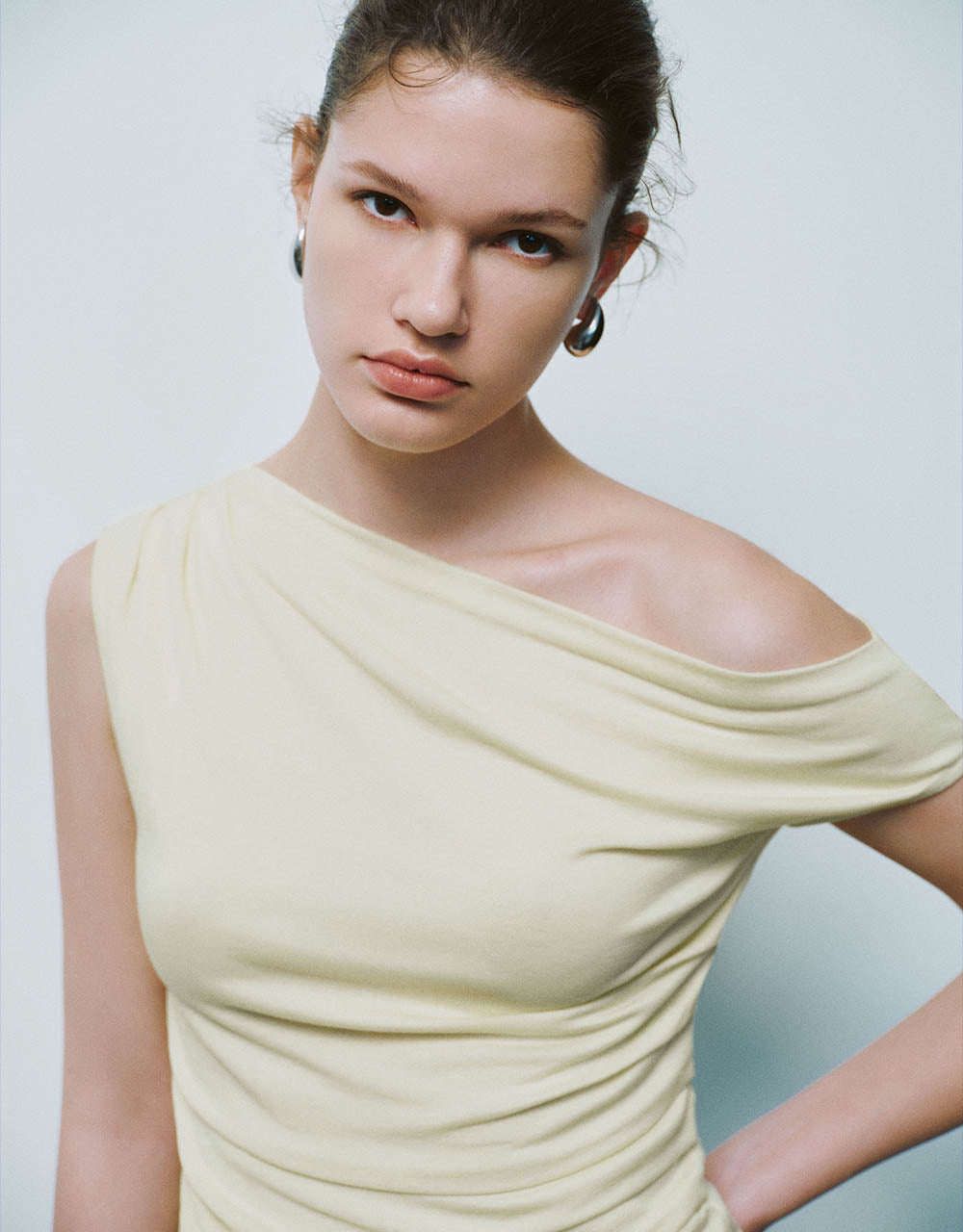Ruched Off-Shoulder Skinny Tank Top