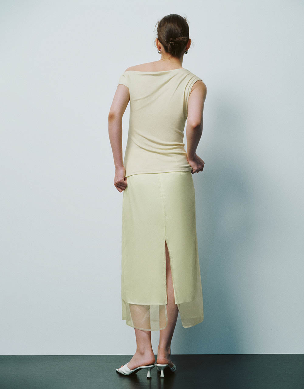 Ruched Off-Shoulder Skinny Tank Top