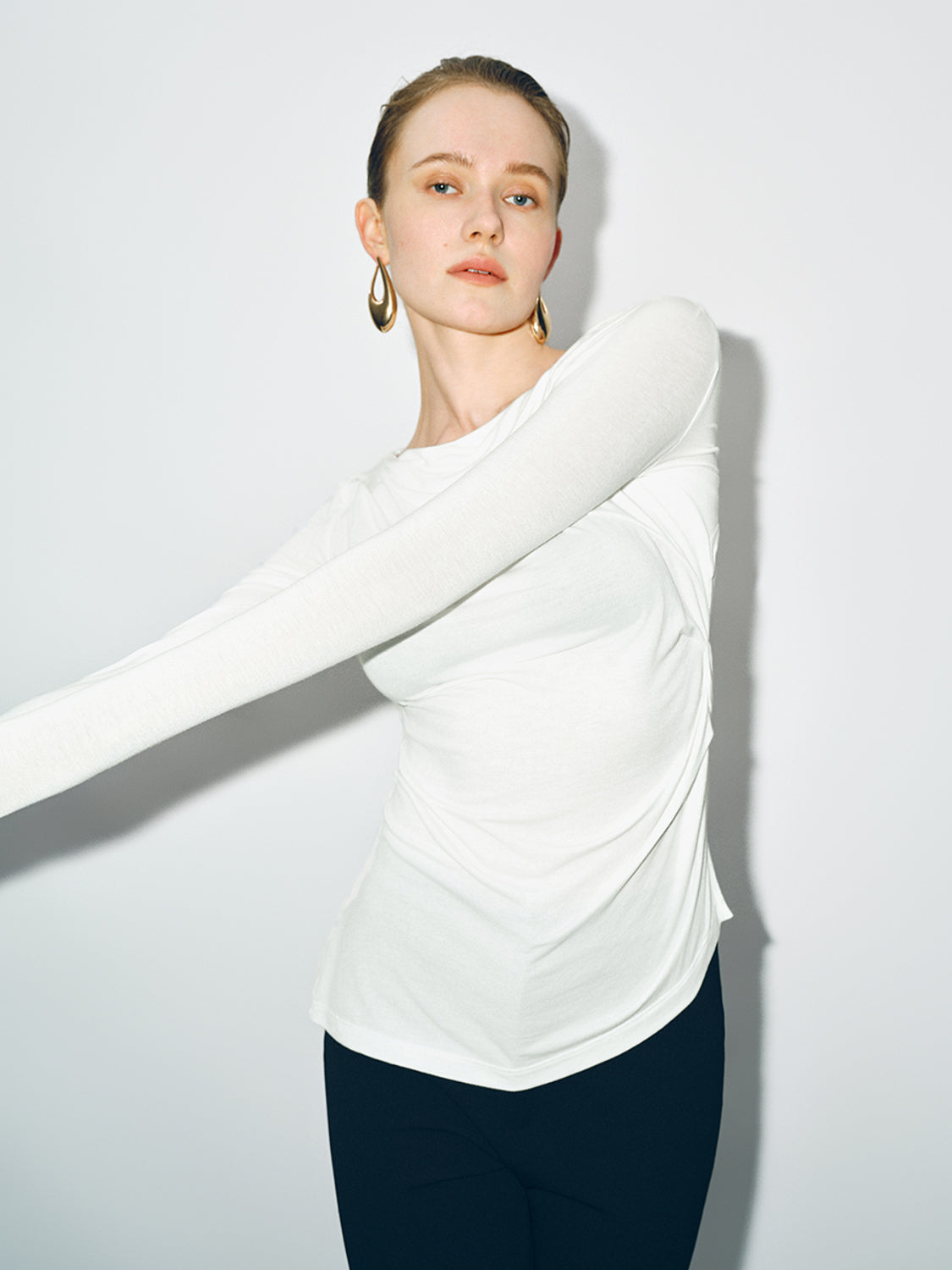 Asymmetric Neck Skinny T-Shirt
