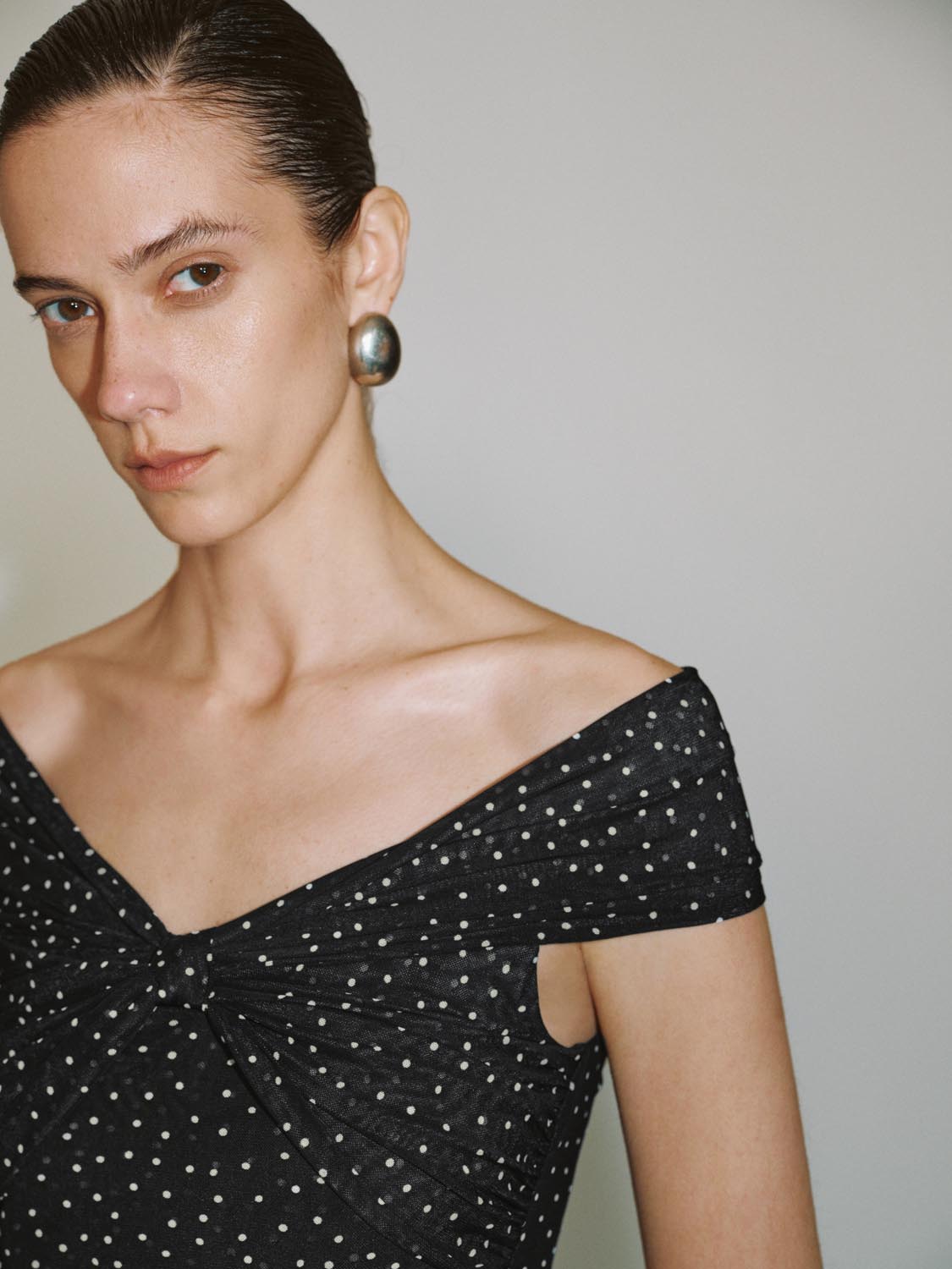 Off Shoulder Dotted Blouses