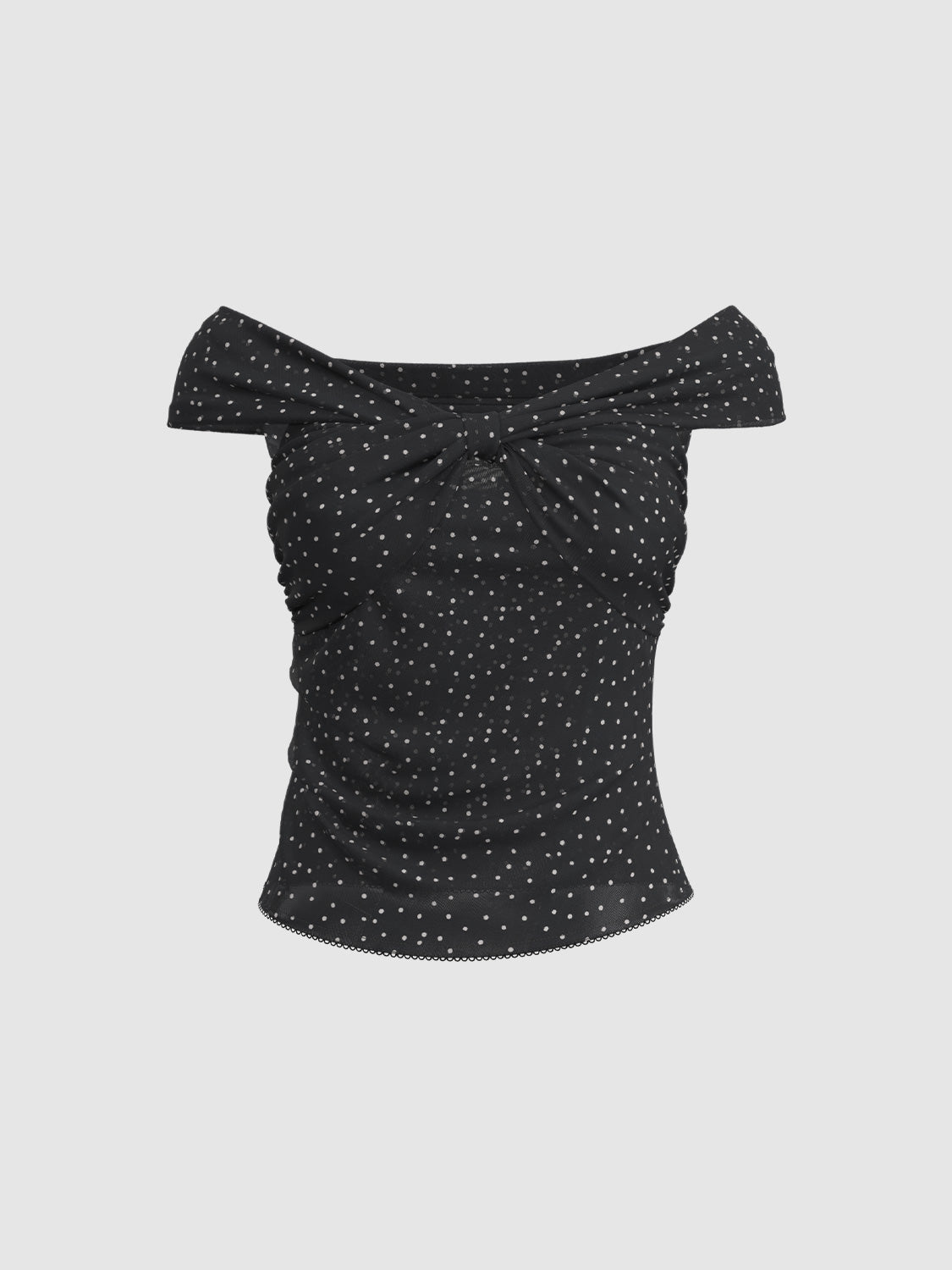 Off Shoulder Dotted Blouses