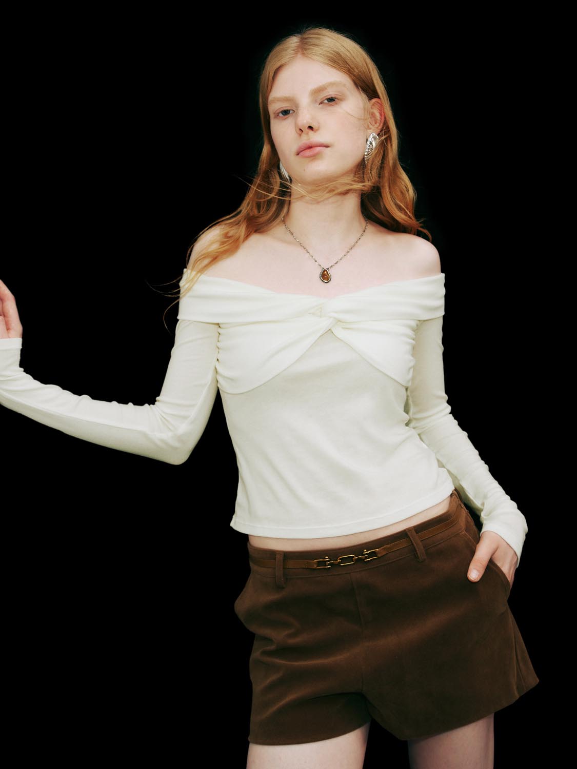 Off-the-Shoulder Long Sleeve T-Shirts